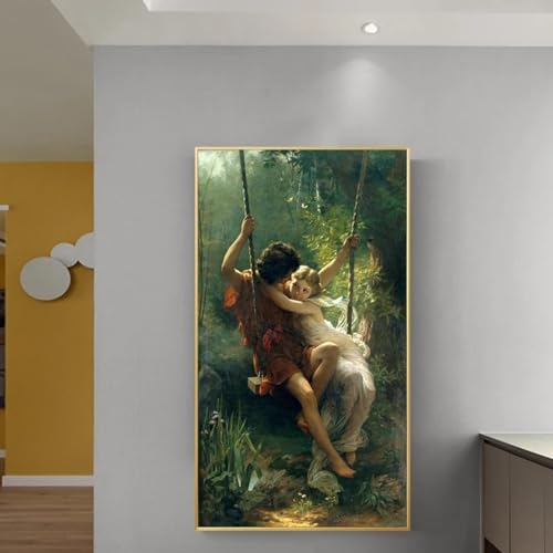 Toile célèbre peinture au rendu d'art premium avec cadre intérieur en bois