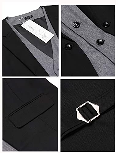 Coofandy Mens Formal Fashion Layered Vest Waistcoat Dress Vest, Black, Large #TOP3
