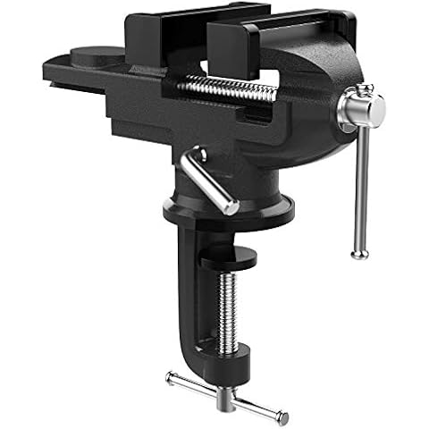 Nuovoware Table Vise 3 Inch, 360° Swivel Base Universal Home Vise Portable Bench Clamp, Clamp-on Vise Bench Clamps Fixed Tool for Woodworking, Metalworking, Cutting Conduit, Drilling, Sawing, Black Cover