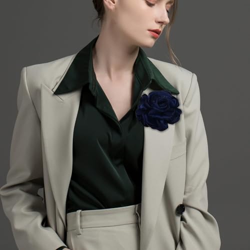 Image of Big Flower Pins for Clothes Fabric Rose Flower Brooches for Women Large Delicate Elegant Flower Lapel Pin for Wedding Party Dance Banquet Wedding Guest Dresses Suit Accessories 7.5in