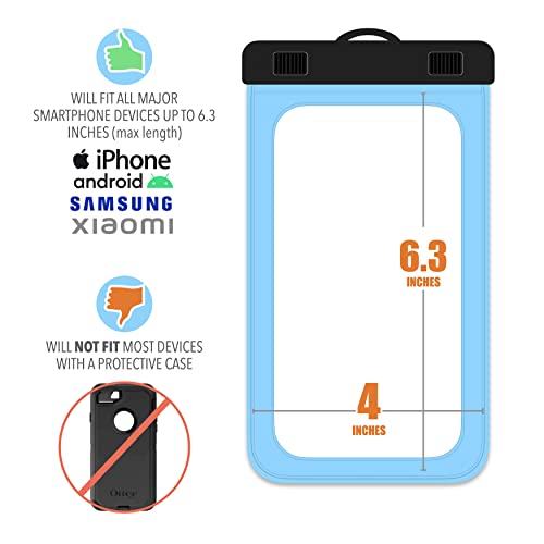 Cruise Lanyards Waterproof Cell Phone Pouch Dry Case With Touch Screen [2 Pack] Blue #TOP2