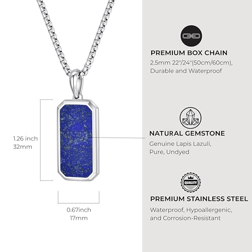GAVU Men's Dog Tag Necklace, Crystal Pendant Necklace for Men3
