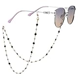 Eyeglasses Chain Holder, Beaded Neck Cord for Reading Glasses and Sunglasses, Women and Girls (Black)