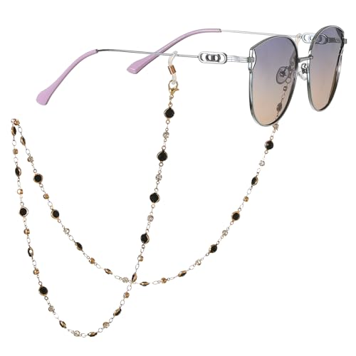 A JINDALAI Eyeglasses Chain Holder Beaded Neck Cord for Reading Glasses and Sunglasses Women and Girls (Black)