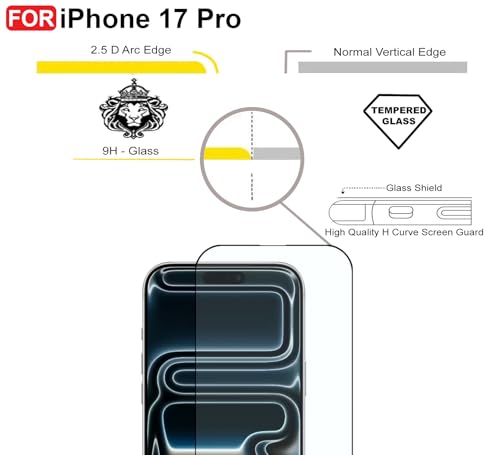 Image of CEDO Tempered Glass for iPhone 17 Pro (5G) | Screen Protector Full HD Quality Tempered Glass Anti-Scratch Edge to Edge Coverage with Easy Installation Kit (Black)
