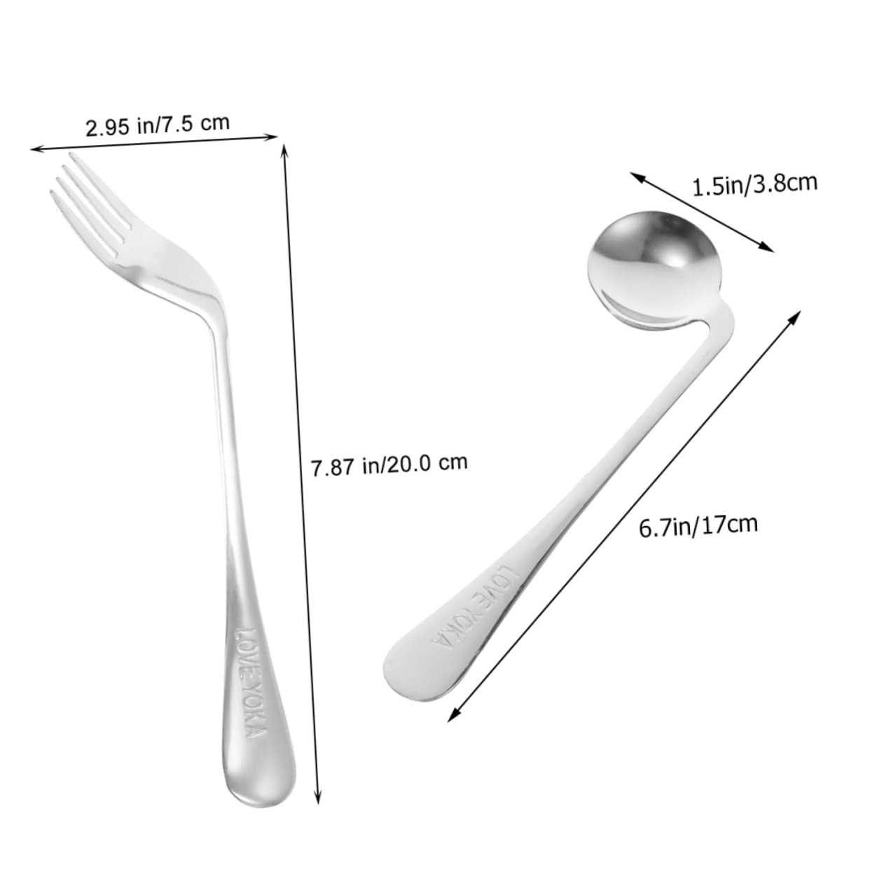 FOMIYES Hand-Angled Fork Spoon Set Lightweight Stainless Steel Self-fed Utensils Senior Dining Aid Ergonomic Design