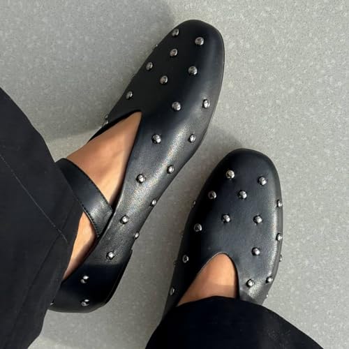 Stylish Mary Jane Studded Flats for Women Comfortable Ballet Buckled Ballerina Shoes for Work, Office, Party, or Daily Shoes4