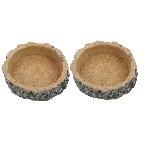 YARNOW 2 Piezas Tazón de Comida para Mascotas trepadoras Lagarto Jaula Leopardo comedero Reptiles comedero Geckos alimentador de orugas de Resina Suministros de alimentación de Reptiles