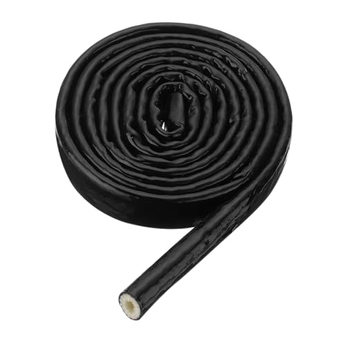 Image of MECCANIXITY 1 /5 inch ID 5ft Heat Shielded Fire Sleeve Silicone Coated Fiberglass Tape, for Automotive Hose Lines Wires Electrical Wiring, Black