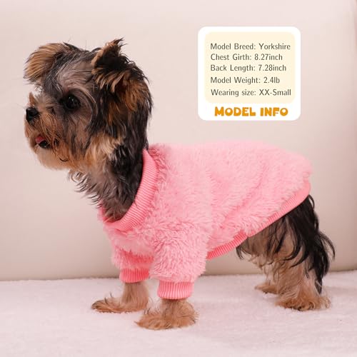 Dog Sweaters for Small Dogs, Winter Fleece Puppy Sweaters for Teacup Yorkie Chihuahua Clothes, Cute Pink XXS Dog Sweater Warm Soft Pet Outfit Apparel - Image 3