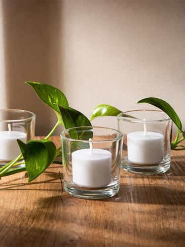 Image of CANDWAX White Votive Candles Pack of 72 - Unscented Smokeless Long Lasting Small Candle Set - Ideal for Home Decor, Spa, Special Occasions, Dinners and Parties - Votive White Candles Bulk