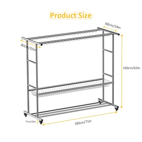 Étendoir à linge multifonction double tige extensible et séchoir robuste - 3
