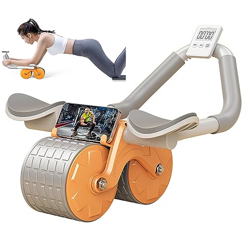 Roue abdominale à rebond automatique - Roue d'exercice 4D pour abdominaux - Avec support du coude - Appareil d'entraînement des abdominaux