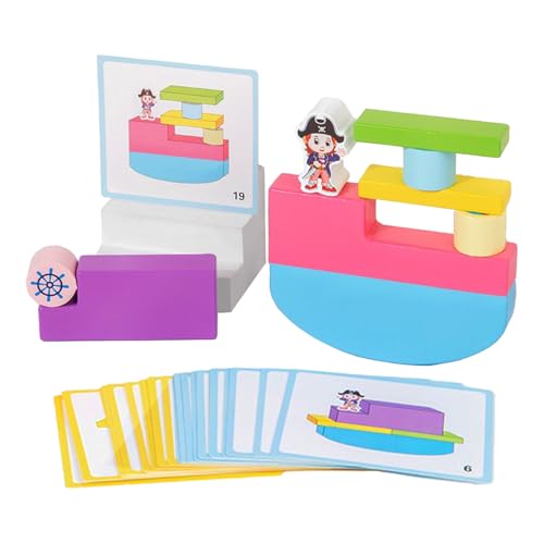 Krmoau Bloques de construcción para niños | Juego de bloques de mapeo de madera - Cubo de construcción interactivo para viajes Kita Kindergarten