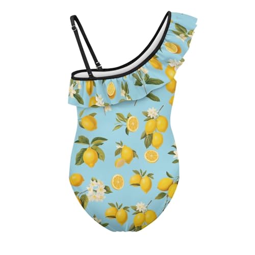Image of Girls One Piece Swimsuit Ruffled Halter Bathing Suit with Adjustable Strap Beach Sport Swimwear for 3-14 Years