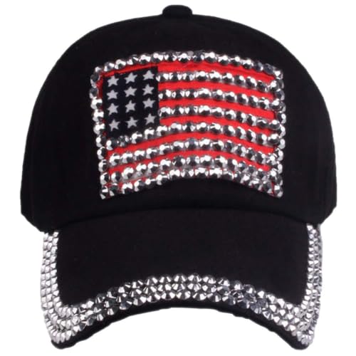 Image of USA Flag Bling Baseball Cap Cowboy Hip-Hop Baseball Cap Adjustable Size