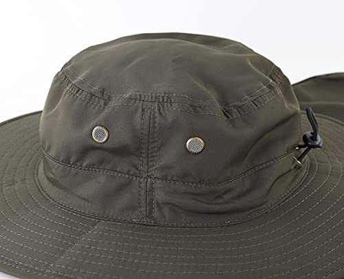 Image of Home Prefer UPF50 Mens Sun Hat with Neck Flap Quick Dry UV Protection Cap Womens Wide Brim Fishing Hat Neck Flap Beach Garden