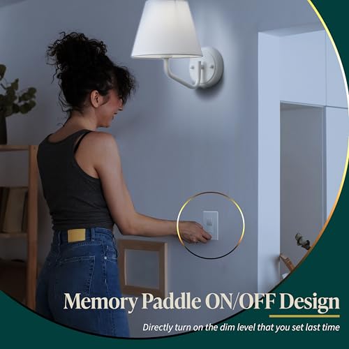 Image of TOPGREENER Kalide Dimmer Paddle Light Switch, LED Slide Dimmer Switch, Full Range Dimming, Single Pole /3-Way, Dimmable 300W LED /CFL Lights, Neutral Wire Not Required, Wall Plate Included, White,1 Pack