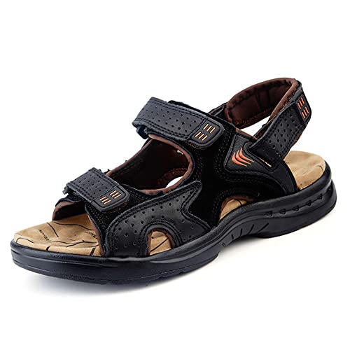 Men's Leather Sandals Comfortable Open Toe Athletic Fisherman Walking Sandal Summer Outdoor Beach Sport Hiking Shoes for Men