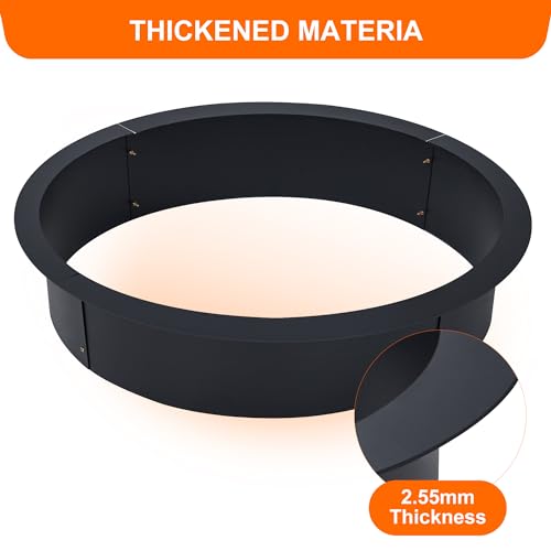 Fire Pit Ring 39" x 45" x 10" Firepit Cooking Ring 2.5MM Steel Heat-Resistant Large Fire Pit Insert Round, Above or In-Ground Fire Pit, for Camping Garden Backyard
