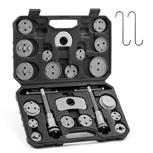 Orion Motor Tech 24Pcs Kit d'Outils de Repousse Piston Étrier de Frein avec Boulons de Poussée Plaques de Retenue Supports d'Étrier 18 Adaptateurs de Disque...
