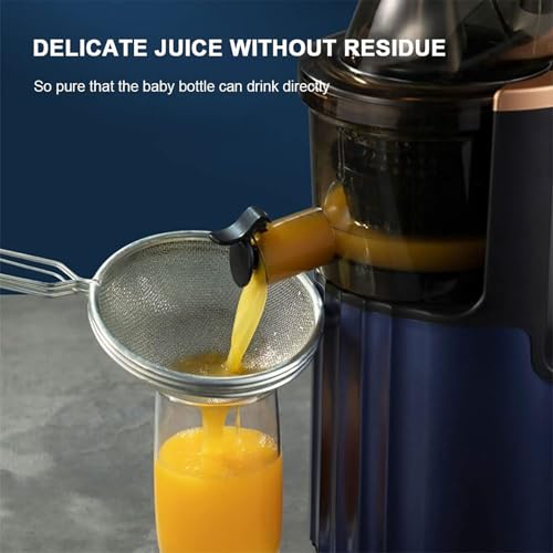 Licuadora de prensado en frío de 82 mm, con sistema de masticación, boca de alimentación grande para frutas enteras, 43 RPM, bajo nivel de ruido, extracción silenciosa con apagado automático intelig