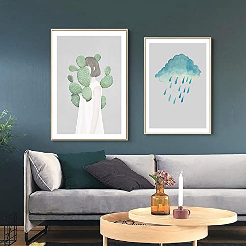 Toile peinture watercolor girl poster chambre enfant affiche nordique