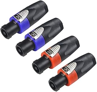 (Pack of 4) Speaker Cables Head, 4-Pin Speaker Plugs with Twist Lock for Neutrik Speaker NL4FC, NL4FX, NL2FC