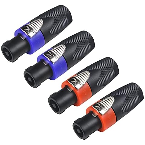 (Pack of 4) Speaker Cables Head, 4-Pin Speaker Plugs with Twist Lock for Neutrik Speaker NL4FC, NL4FX, NL2FC Cover
