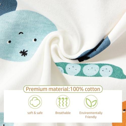 Baby Boy 3-Pack 100% Cotton Short Sleeve Rompers-Breathable One-Piece Jumpsuits with Animal Themes for Spring/Summer4