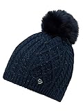Ziener Damen Illhorn M tze gestrickt warm Kunstfellbommel, dark navy, Einheitsgröße EU