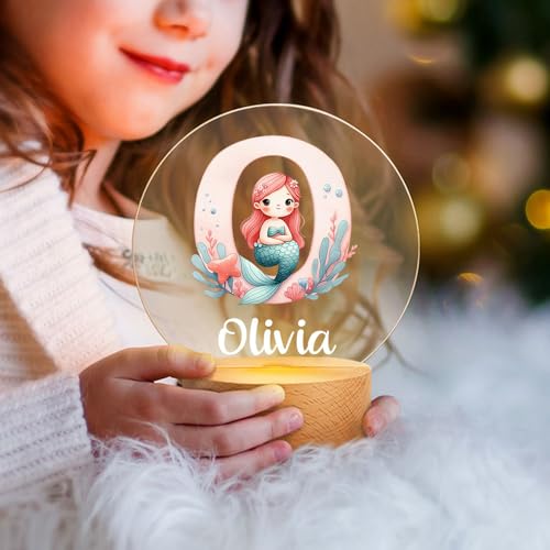Lámpara de noche para niña sirena personalizada miniatura 3