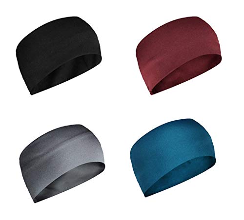XECTUS 4pcs Headbands with in 4 Colors Hair Accessories for Women Men Moisture Wicking Sweatband Sports Head Wrap for Yoga Sports Outdoor Activities (Multi-8)