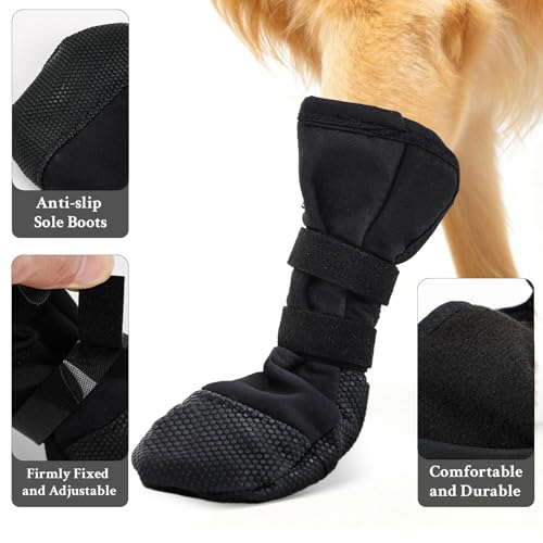 CHONGQILAO Hundeschuhe Pfotenschutz Outdoor, Pfotenschutz Hund Verletzung, Hundeschuhe zur Erholung, Haustierwunden Verhindern Lecken, Hundesocken Anti Rutsch Wasserdicht Leckschutz Hunde Socken