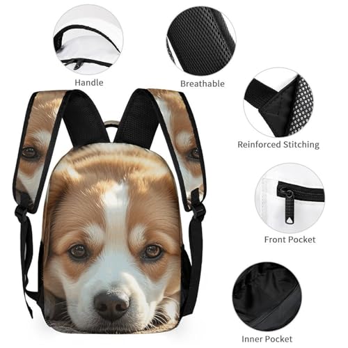 Lazy Dog Puppy Backpack Set 3 Piece, Durable Backpack Insulated Lunch Bag Portable Pencil Case for Men Women3
