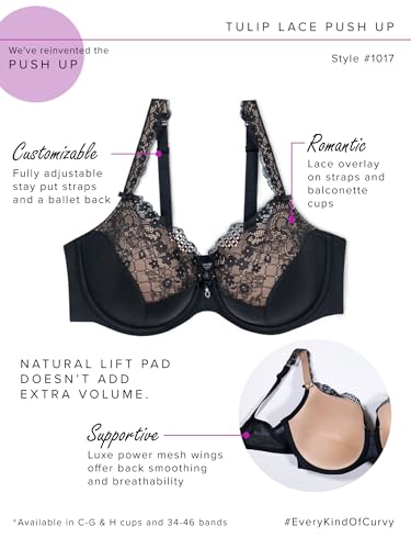 Curvy Couture Womens Tulip Strappy Lace Push-up Bra4