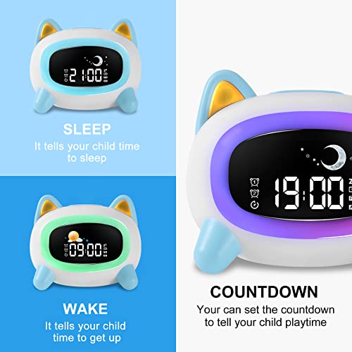 Jokirydo Kids Alarm Clock For Girls Toddler Ok To Wake Clocks For Kids With Sleep Trainer Countdown Night Light Sleep Sound Machine Color Changing Cute Cat Clock For Boys Teens Bedrooms #TOP1