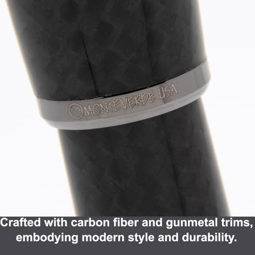 Monteverde Super Mega Carbon Fiber Gunmetal Trim Fountain Pen - Broad Nib USA | JoWo Nib | Ideal for Bold Writing - Additional View