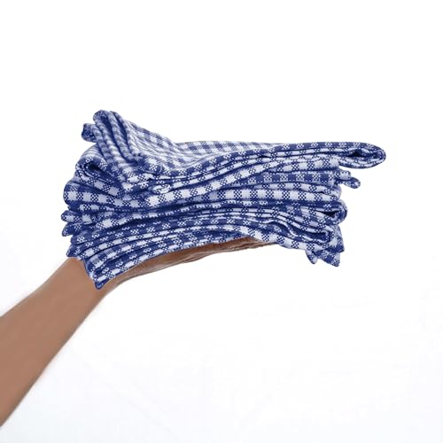 Image of 4 Pack Gingham Check Kitchen Dish Towels 16x26 Inches, Absorbent & Durable, Washable, Hand Tea Towels with Hanging Loop - Ideal for Restaurants & Home Kitchens, Blue White