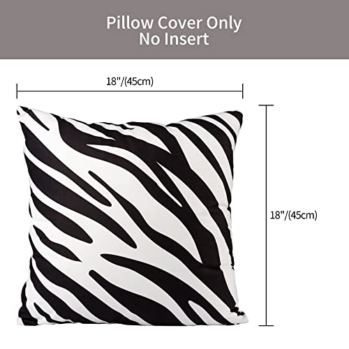 Kiorevy Boho Throw Pillow Cases Covers, Black And White Square Zebra Velvet Pillows Cushion Covers With Zipper 18X18 Inch Pillowcase For Farmhouse Couch Sofa Home Decor, 2 Pack #TOP2