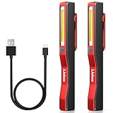 Linkax LED Arbeitsleuchte Werkstattlampe 2 Stück, Taschenlampe LED Aufladbar, COB Handlampe mit Magnet Clip für Auto Reparatur Werkzeug Werkstatt Zubehör, Geburtstagsgeschenk für Männer Papa Geschenk