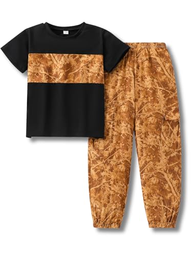 Image of 5-12 Years Boys Clothing Set Camo Hoodie & Cargo Pants Outfits Set 2025 Fashion Clothing