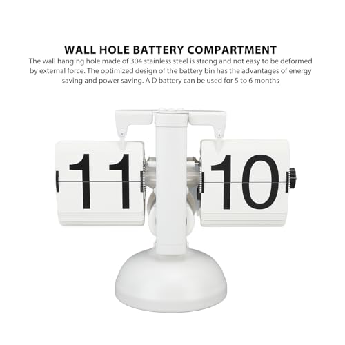 Relógio flip down, relógio flip retrô mecânico de grande número alimentado por bateria, 24 horas, aç