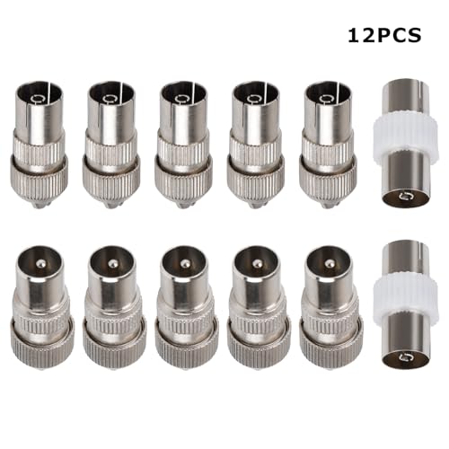 Maobeez 12 PCS TV Aerial Connectors, F Connector Adaptor, 5 Male, 5 Female, 2 Female-to-Female Couplers, Coaxial Cable Connectors Adaptor for RF Cable - Image 8