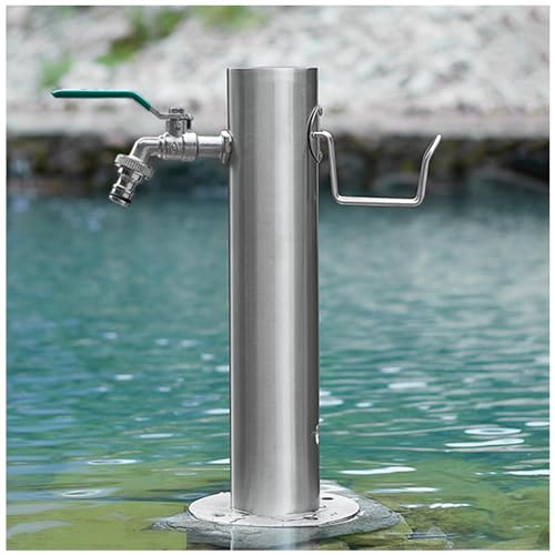 Colonne d'eau de Jardin Robinets d'eau Extérieurs, Fontaine à Eau Ronde en Acier Inoxydable, Support de Tuyau de Robinet de Robinet Debout pour Le Lavage d'irrigation d'arrosage de pelouse