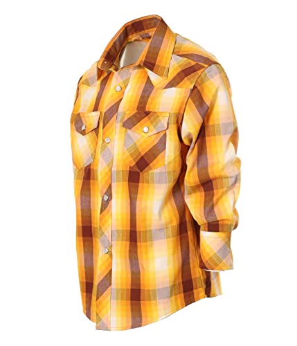 Image of Gioberti Boys Casual Western Plaid Long Sleeve Pearl Snaps Shirt
