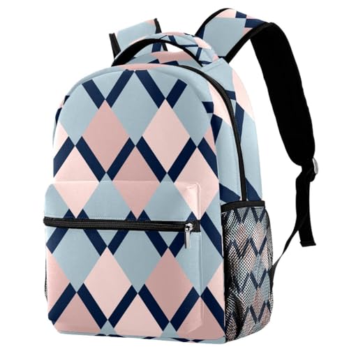 Sac à dos multicolore aux motifs losanges géométriques pour adolescents créatifs