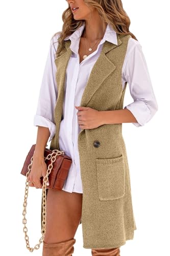 Image of IDEALSANXUN Womens Long Sweater Vest Fall Winter Sleeveless Knit Cardigan Outerwear