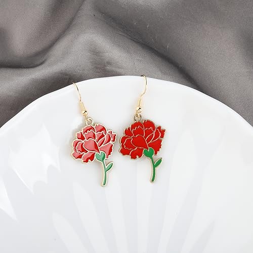 WSNANG Hadestown the Musical Inspired Gift Musical Lover Earrings Red Flower Jewelry Musical Theater Fans Gift4