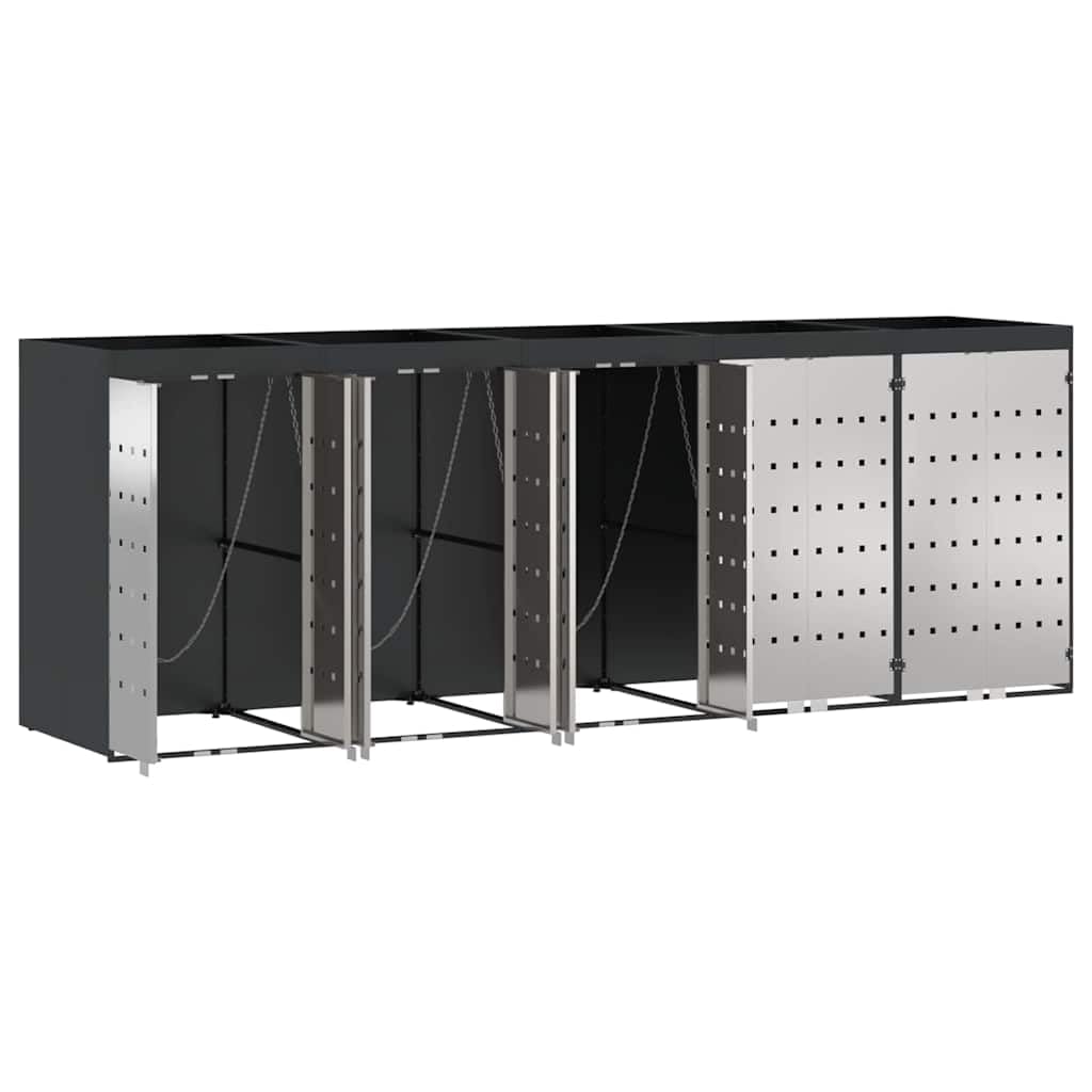 Genérico Almacenamiento de Cubos Wheelie para 3 Cubos Antracita,Casa y jardín,Productos del hogar,Accesorios para contenedores de residuos,Soportes para contenedores de residuos-3394786